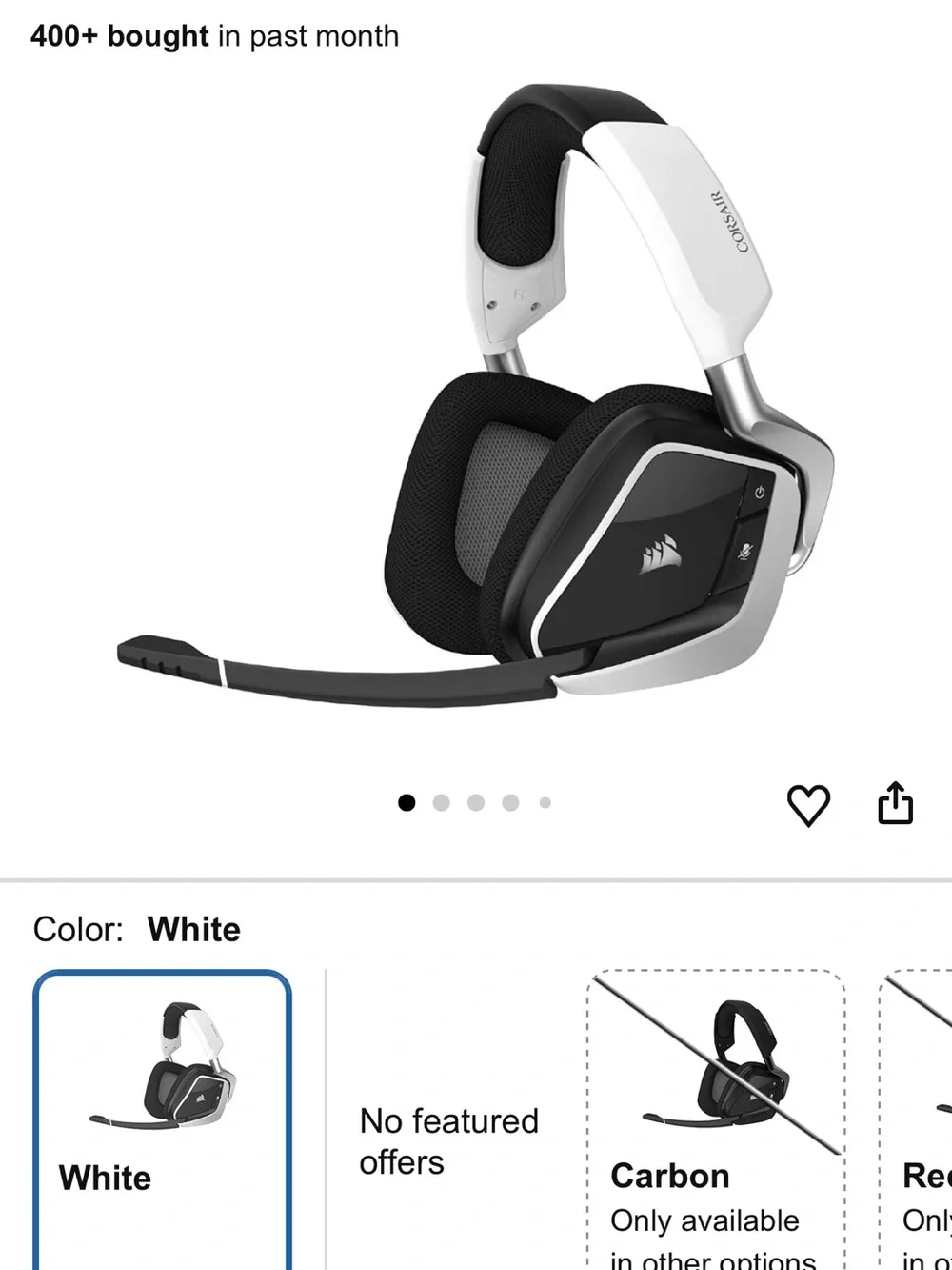 Corsair Black and White Gaming Headsets with Green Cable